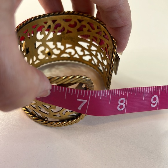 Vintage YSL Openwork Gold-Tone Cuff Bracelet w/Gripoix Glass Jewels - Picture 16 of 16